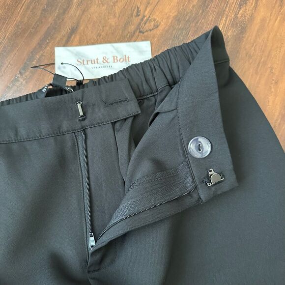 NWT STRUT & BOLT Los Angeles Black Wide-Leg Pants w Feather Trim - Picture 3 of 13